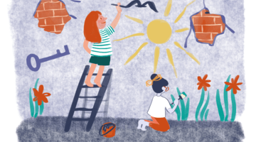 Two person painting a wall Two person painting a wall