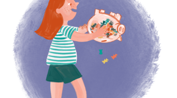 A person shaking a piggy bank