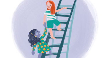 Two persons climbing up the stairs Two persons climbing up the stairs