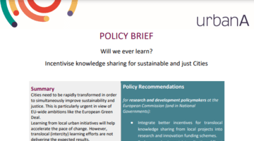 Policy Brief: Will we ever learn? Incentivise knowledge sharing for sustainable and just Cities