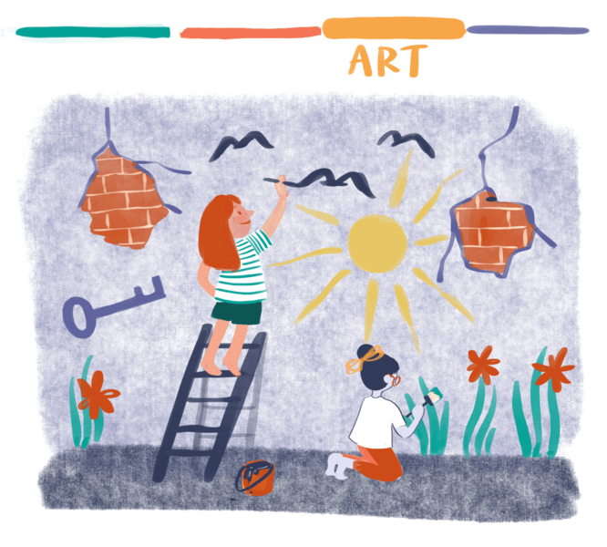 Two person painting a wall Two person painting a wall