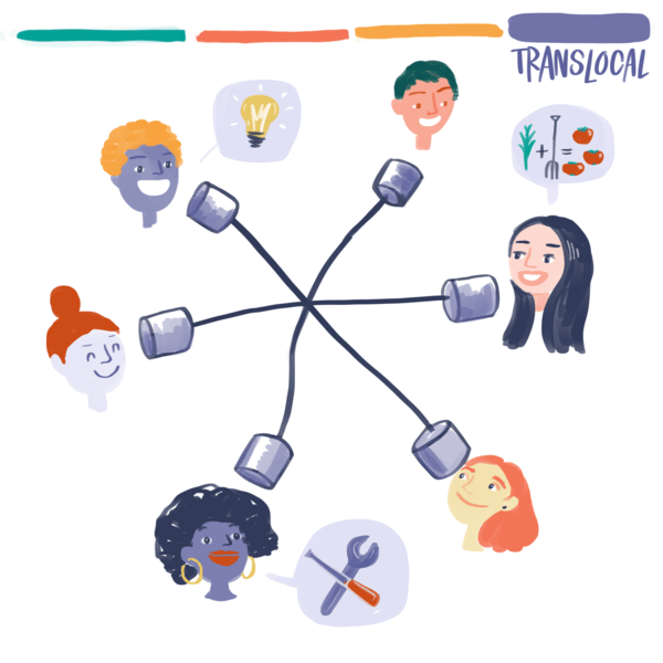 People connected with yoghurt-pot telephones People connected with yoghurt-pot telephones