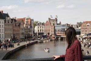 Woman standing on a bridge Woman standing on a bridge