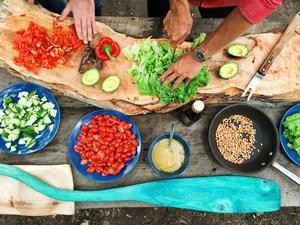 Preparing vegetables Preparing vegetables